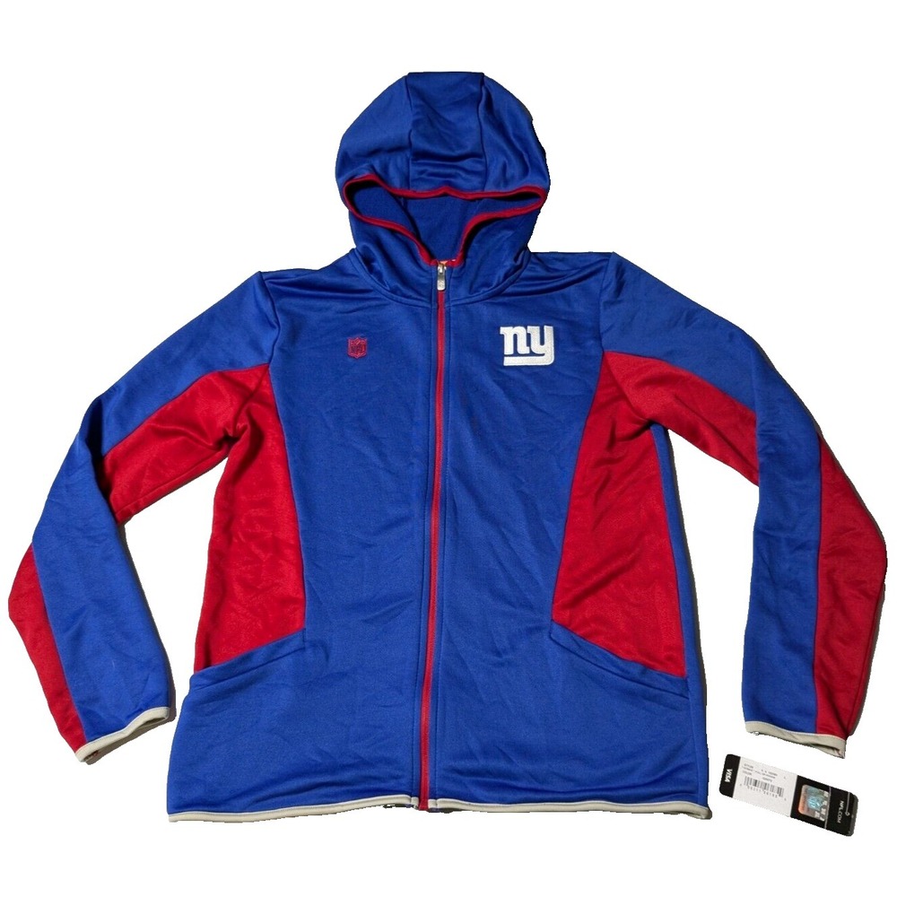 NEW YORK GIANTS Boys Large (14/16) NFL Team Apparel Tek Warm STRIKE Hoodie NEW